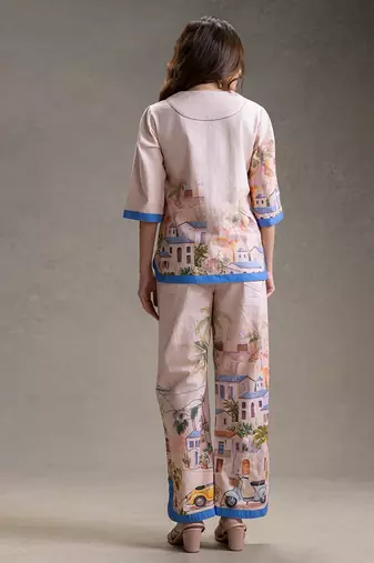 Pink printed twill cotton co ord set