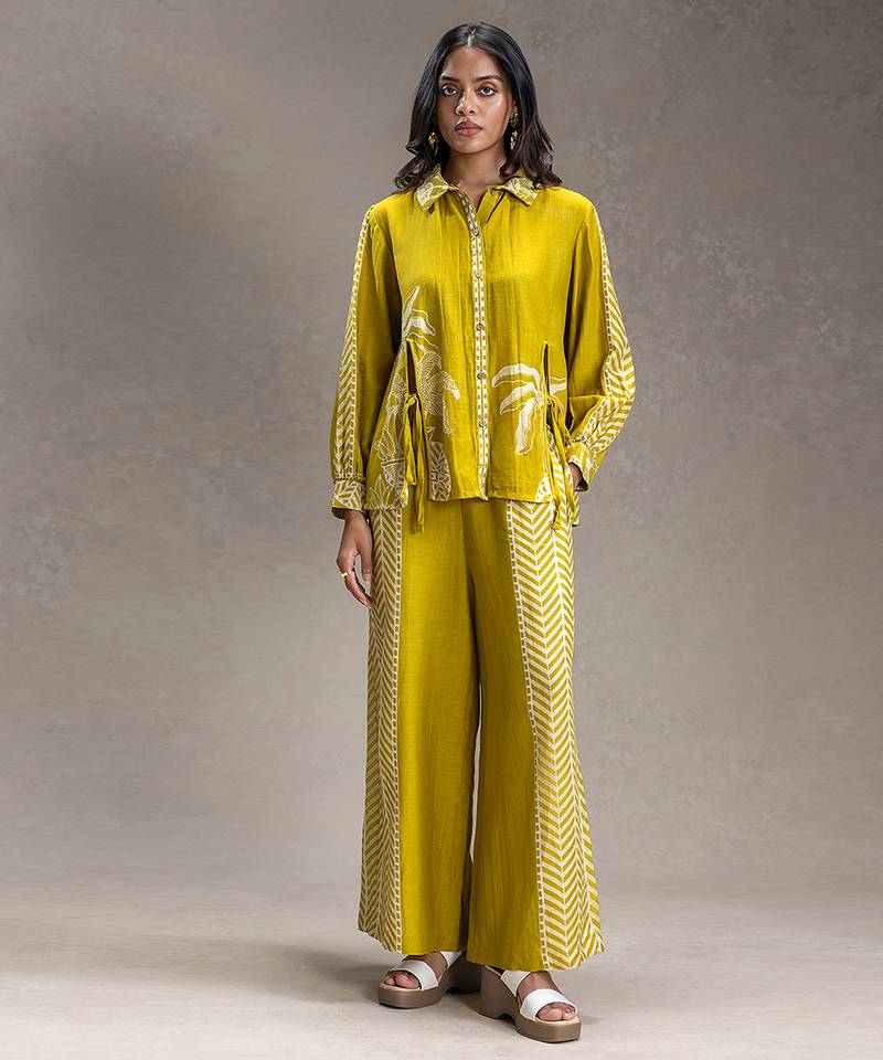 Mustard printed linen co ord set