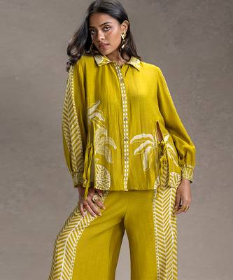 Mustard printed linen co ord set 3