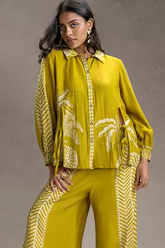 Mustard printed linen co ord set