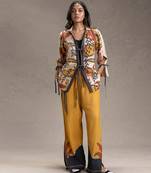 Beige printed cotton co ord set