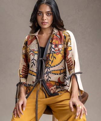 Beige printed cotton co ord set 2