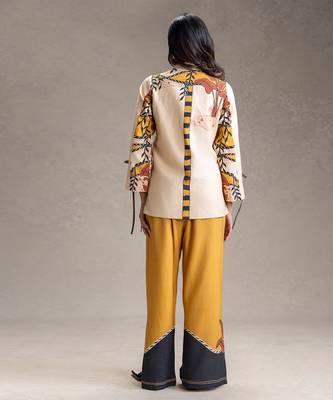 Beige printed cotton co ord set 3