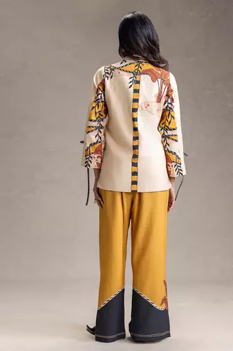 Beige printed cotton co ord set