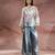 Blue embroidered net co ord set