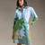 Blue printed twill cotton short dress