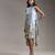 Blue printed twill cotton short dress