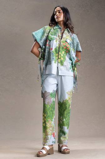 Blue printed twill cotton co ord set