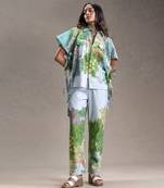 Blue printed twill cotton co ord set