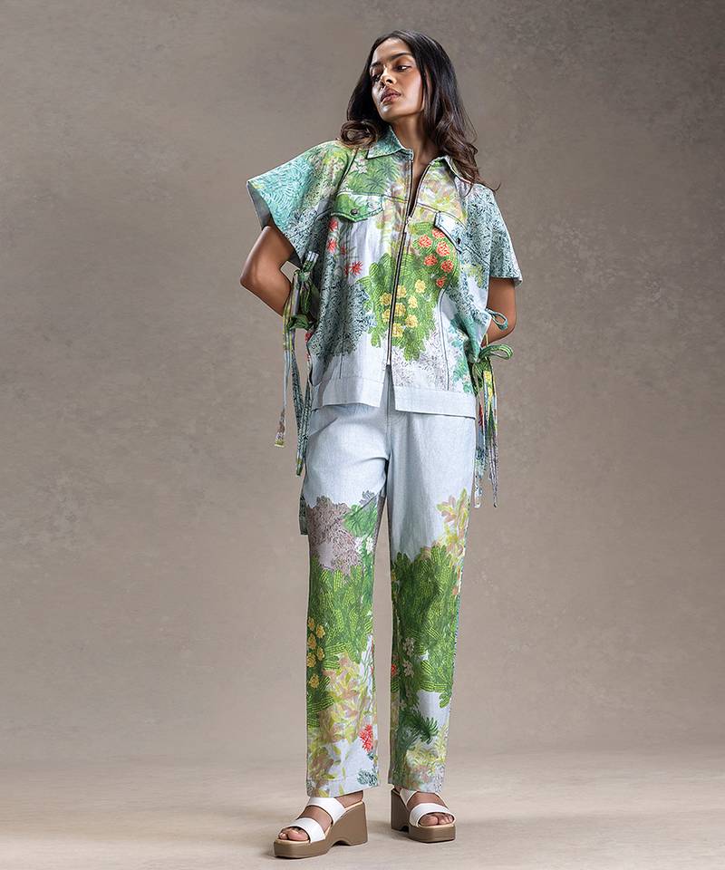 Blue printed twill cotton co ord set