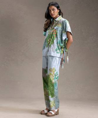 Blue printed twill cotton co ord set 2