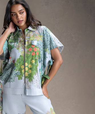 Blue printed twill cotton co ord set 3