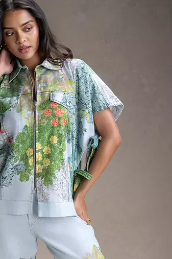 Blue printed twill cotton co ord set