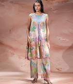 Pastel pink embroidered khadi flex co ord set