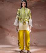 Yellow embroidered linen co ord set