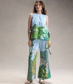 Sky blue printed twill cotton co ord set