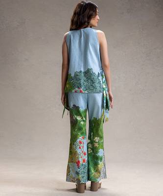 Sky blue printed twill cotton co ord set 4
