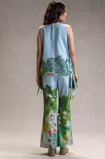 Sky blue printed twill cotton co ord set
