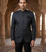 Black jacquard jodhpuri for men | premium designer bandhgala ethnic wear