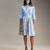 Blue printed twill cotton dress
