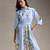 Blue printed twill cotton dress