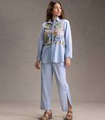 Blue printed twill cotton co ord set