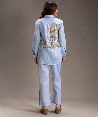 Blue printed twill cotton co ord set 4