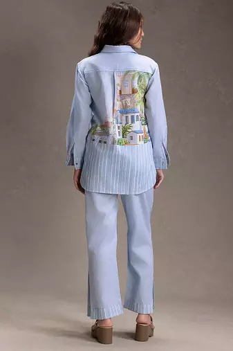Blue printed twill cotton co ord set