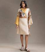 Beige printed cotton dress