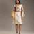 Beige printed cotton dress