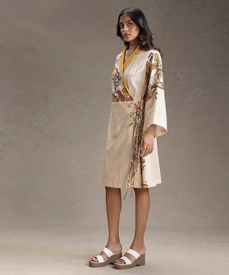 Beige printed cotton dress 2