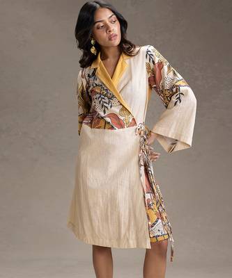 Beige printed cotton dress 3