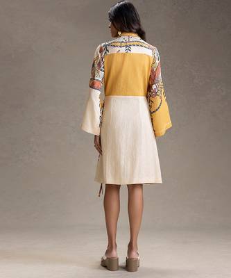 Beige printed cotton dress 4