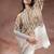 Beige embroidered silk co ord set