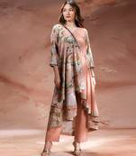 Rose pink embroidered chanderi co ord set