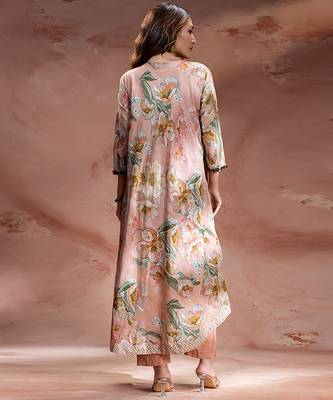 Rose pink embroidered chanderi co ord set 3