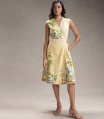 Yellow printed twill cotton dress