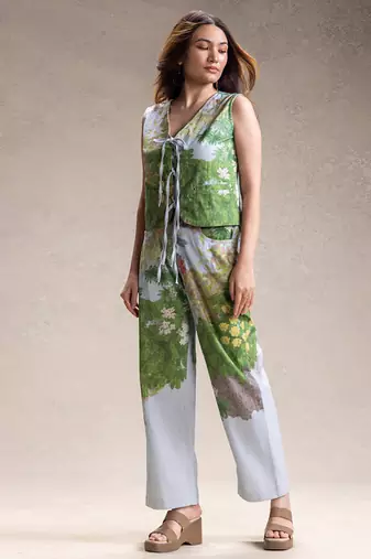 Blue printed twill cotton co ord set