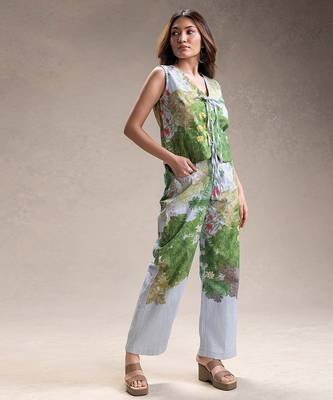 Blue printed twill cotton co ord set 3
