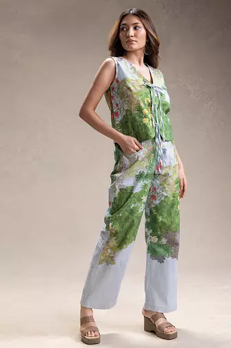 Blue printed twill cotton co ord set