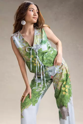 Blue printed twill cotton co ord set
