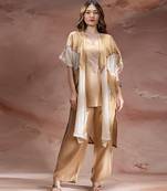 Beige embroidered chanderi co ord set