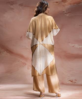 Beige embroidered chanderi co ord set 4