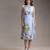 Blue printed twill cotton dress