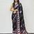 Black Color Mirror Work Satin Silk Saree