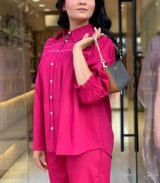 Pink embroidered cotton co-ord set