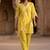 Yellow embroidered rayon kurta and pant set