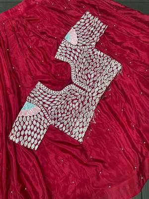 rani pink moti crep pre draped saree 4