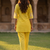 Yellow embroidered rayon kurta and pant set