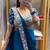 teal embroidery sequin chinon ready to wear saree